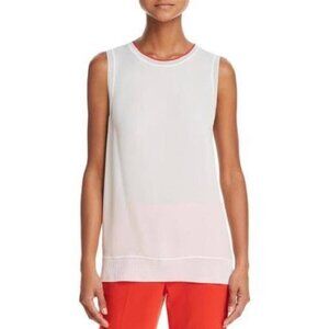 Theory Silk Cream Tank with Red Trim, size large